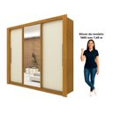 Ver imagem 5 de Guarda-Roupa Casal 3 Portas com 1 Porta Espelho 100% MDF Roma
