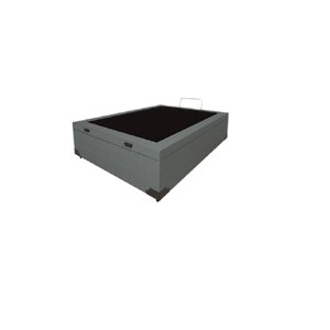 Cama Box Baú Viúvão Blindado Linhão Cinza Com 128Cm de Largura