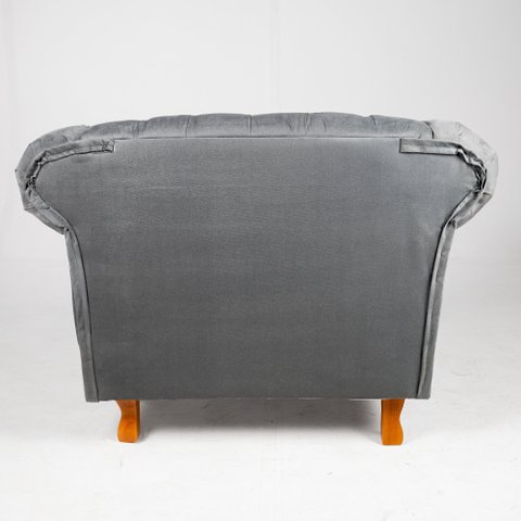 Poltrona Chesterfield Capitone Suede Cinza Decorativa / Sala, Tv, Estar, Recepção