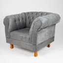 Ver imagem 3 de Poltrona Chesterfield Capitone Suede Cinza Decorativa / Sala, Tv, Estar, Recepção