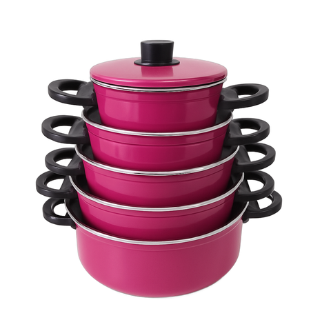 Jogo de Panelas Alumínio Caçarola 5 Peças 5 Peças 3 Cores Disponiveis Cor:rosa
