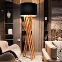 Ver imagem 1 de Luminária de Chão Abajur com Cúpula e Pés de Madeira Star - Preto