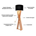 Ver imagem 5 de Luminária de Chão Abajur com Cúpula e Pés de Madeira Star - Preto