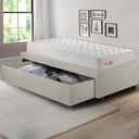 Ver imagem 6 de Base Box Cama Solteiro Sapateira Courino Linho Areia e Colchão Ecoline D33 Ecoflex 88x188