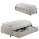 Ver imagem 1 de Base Box Cama Solteiro Sapateira Courino Linho Areia e Colchão Ecoline D33 Ecoflex 88x188
