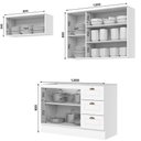 Ver imagem 4 de Cozinha Completa Americana 4 Peças 7 Portas 3 Gavetas MDF 280cm Branco Móveis Henn