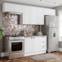 Ver imagem 2 de Cozinha Completa Americana 4 Peças 7 Portas 3 Gavetas MDF 280cm Branco Móveis Henn
