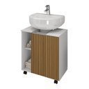 Ver imagem 2 de Gabinete para Banheiro Pequin Bechara 2075554 Banheiro Branco/ripado - Ofertamo