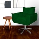 Ver imagem 3 de Jogo 2 Poltronas Estofada Consultório Base Giratória de Metal Opala Suede Verde - LM DECOR