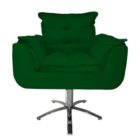 Jogo 2 Poltronas Estofada Consultório Base Giratória de Metal Opala Suede Verde - LM DECOR