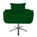Ver imagem 1 de Jogo 2 Poltronas Estofada Consultório Base Giratória de Metal Opala Suede Verde - LM DECOR