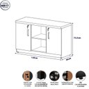 Ver imagem 3 de Armário Baixo Escritório 120cm x 45cm 2 Portas com Chave e 3 Prateleiras Corporate F5 Office Bege/Ma