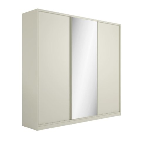 Guarda Roupa Casal 3 Portas de Correr 260cm com Espelho Mdf Cor:luna
