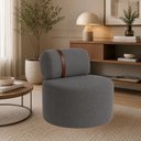 Ver imagem 2 de Poltrona Orgânica Moderna Decorativa para Sala Linho:Linho Cinza Chumbo