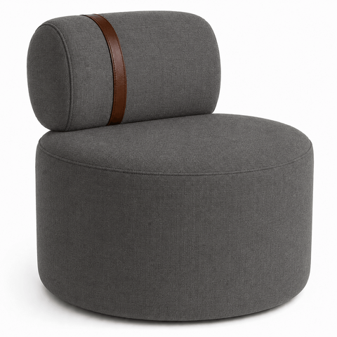Poltrona Orgânica Moderna Decorativa para Sala Linho:Linho Cinza Chumbo