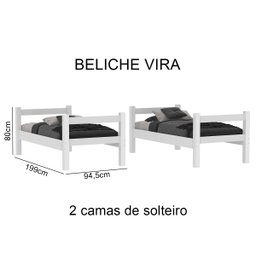 Beliche Solteiro Reforçada com Colchão que Vira Duas Camas Branco Letícia - 5