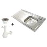 Pia Inox Fabrinox PSD1000D 100x52cm, cuba direita, válvula e sifão - 1