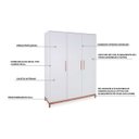 Ver imagem 2 de GUARDA-ROUPA 3 PORTAS MDF E MADEIRA MACIÇA BRANCO