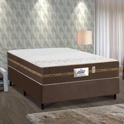 Cama Box Casal Colchão Molas Flora Gazin + Box Sintético 52x138x188 Marrom - 2