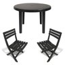 Mesa Redonda Plástico Desmontável 94cm Preta + 2 Cadeiras Dobráveis - 1