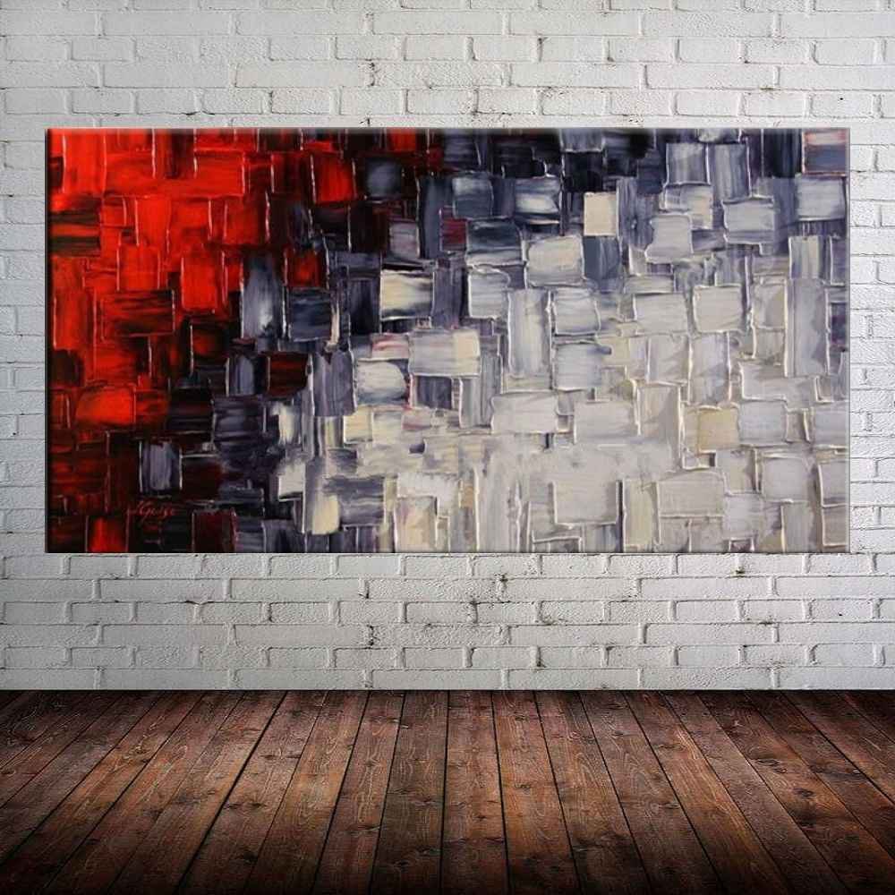 Quadro Pintura Tela Arvores e Flores Modernas Em Altos Relevos 2059: 60cm (A) x 120cm (L) - 1