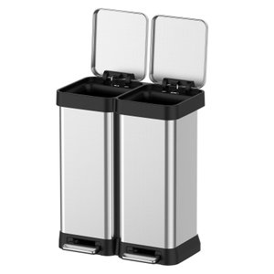 Takywep Lixeira Inox 40l com 2 Compartimentos e Tampa Silenciosa