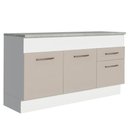 Ver imagem 1 de Balcão de Pia 150 Cm 2 Portas e 2 Gavetas (com Tampo) Branco/crema Agata Madesa