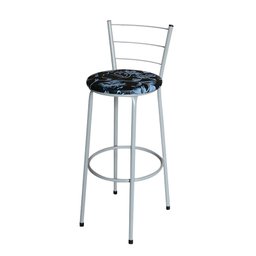 Banqueta Alta Cinza para Cozinha com Assento Estampado:happy Hour - 5