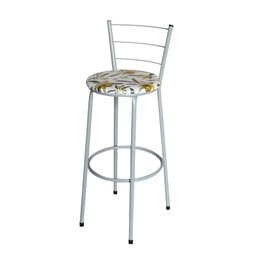 Banqueta Alta Cinza para Cozinha com Assento Estampado:happy Hour - 4
