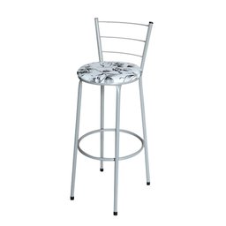 Banqueta Alta Cinza para Cozinha com Assento Estampado:happy Hour - 1