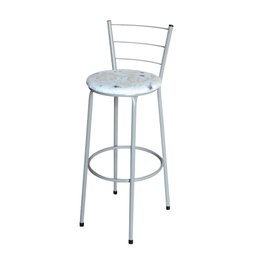 Banqueta Alta Cinza para Cozinha com Assento Estampado:happy Hour - 2