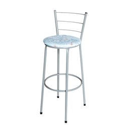 Banqueta Alta Cinza para Cozinha com Assento Estampado:happy Hour - 3