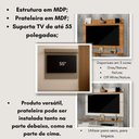 Ver imagem 2 de Painel para Tv até 55 Polegadas Versátil 100% Mdf 1 Prateleira Simples Nature/griss