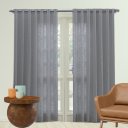 Ver imagem 1 de Cortina Linho Premium 290x250 Cm com Ilhós Cromado Admirare - Grafite