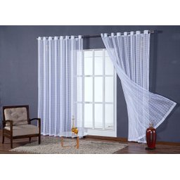 cortina para quarto grande voal xadrez branco 6,00x2,80 - 2