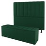 Kit Cabeceira E Baú Cama Box Queen 160Cm Suede Verde - 1