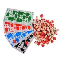 Jogo de Bingo 90 Pedras Madeira Numeradas com Cartelas - 1