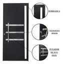 Ver imagem 2 de Porta de Giro Alumínio Preto Lambril c/Visor Lateral e Friso Px 80cm Maxx - 210x100 - Esquerda