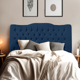 Cabeceira de Cama Box Casal 140 Cm Dunas - Veludo Azul Marinho - 3