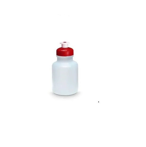 Kit 20 Mini Garrafas Squeeze 300ml plástico transparente tampa colorida - vermelho