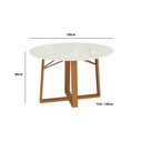 Ver imagem 4 de Mesa de Sala Jantar Elma Madeira Maciça + Tampo com Vidro 120x120cm Carvalho Off White