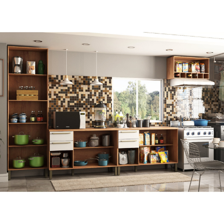Cozinha 4 Peças 100% MDF Napoli Prime Ronipa Cozinhas Castanho/Branco ...