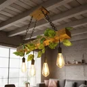 Ver imagem 2 de Luminária Lustre Pendente Rústico Madeira Maciça 70cm 4 Bocais E27 Bivolt - Pó de Madeira