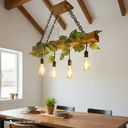 Ver imagem 6 de Luminária Lustre Pendente Rústico Madeira Maciça 70cm 4 Bocais E27 Bivolt - Pó de Madeira