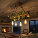 Ver imagem 5 de Luminária Lustre Pendente Rústico Madeira Maciça 70cm 4 Bocais E27 Bivolt - Pó de Madeira