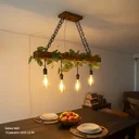 Ver imagem 4 de Luminária Lustre Pendente Rústico Madeira Maciça 70cm 4 Bocais E27 Bivolt - Pó de Madeira