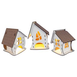 Luminária Abajur de Mesa 3 Casinha Madeira G9 Decoração - 1