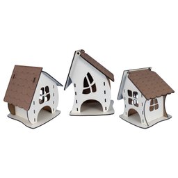 Luminária Abajur de Mesa 3 Casinha Madeira G9 Decoração - 3
