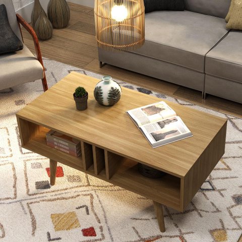 Mesa de Centro Ammo com 2 Nichos - Natural