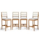 Ver imagem 1 de Kit com 4 Banquetas Milena Madeira Maciça Assento Estofado Encosto de Tela Sintética Linho Cinza 407